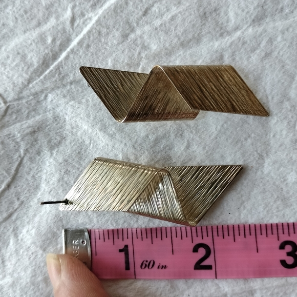 Lightning Bolt Style Silver Art Deco Earrings - Picture 3 of 3